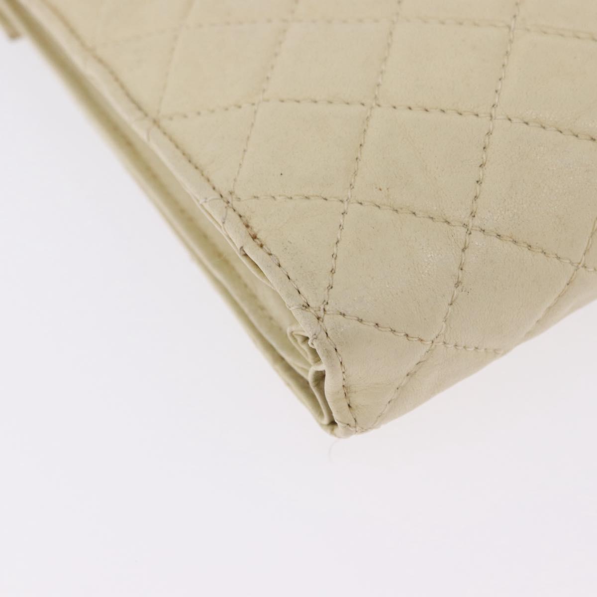 CHANEL Multi Case Matelasse Pouch Leather Ivory Gold CC Auth 199133