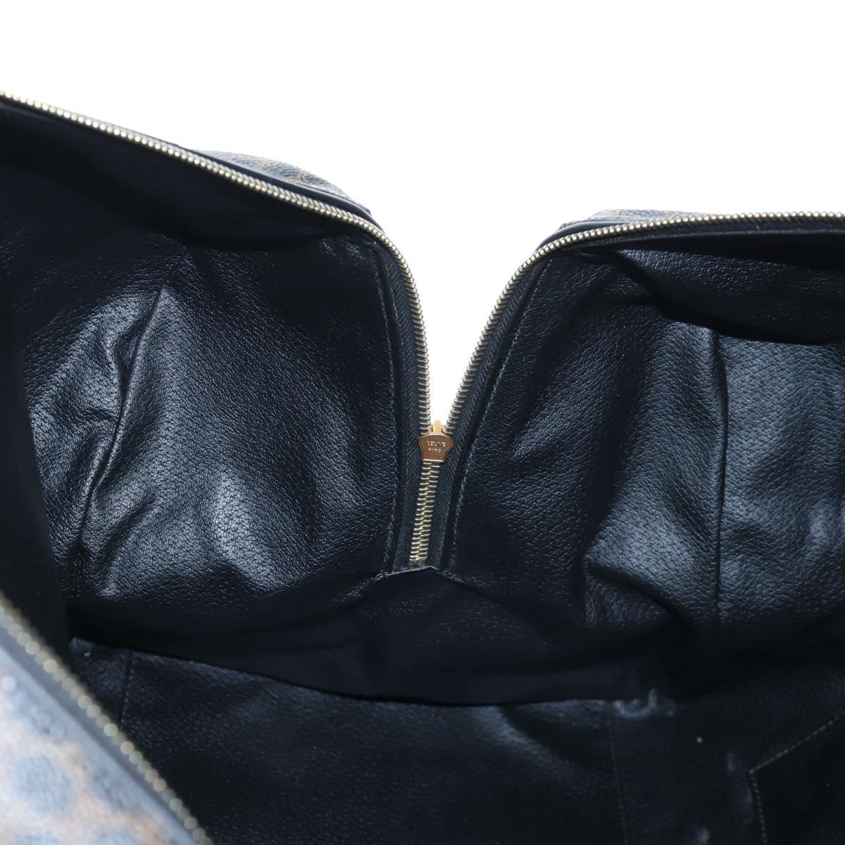 CELINE Macadam Canvas Boston Bag PVC Leather Black Gold Auth 199137V