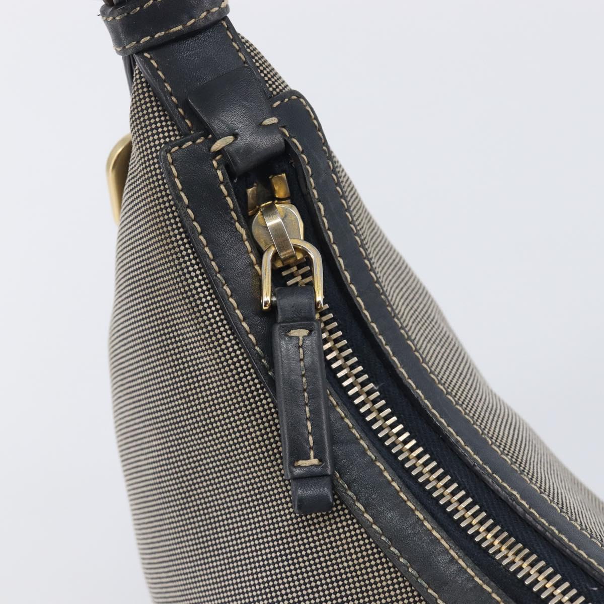 PRADA Jacquard Shoulder Bag Canvas Navy Gold Auth 199138V