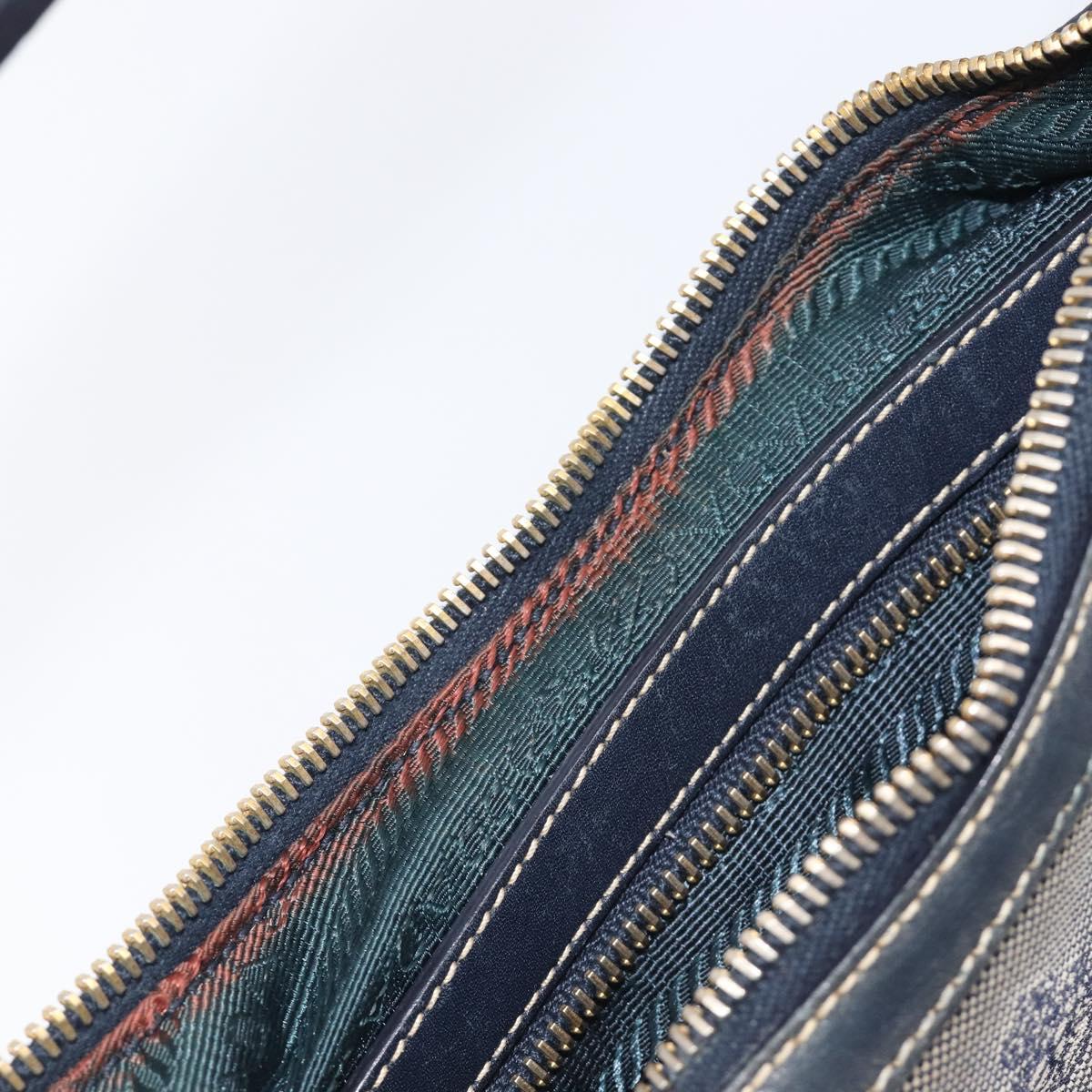 PRADA Jacquard Shoulder Bag Canvas Navy Gold Auth 199138V