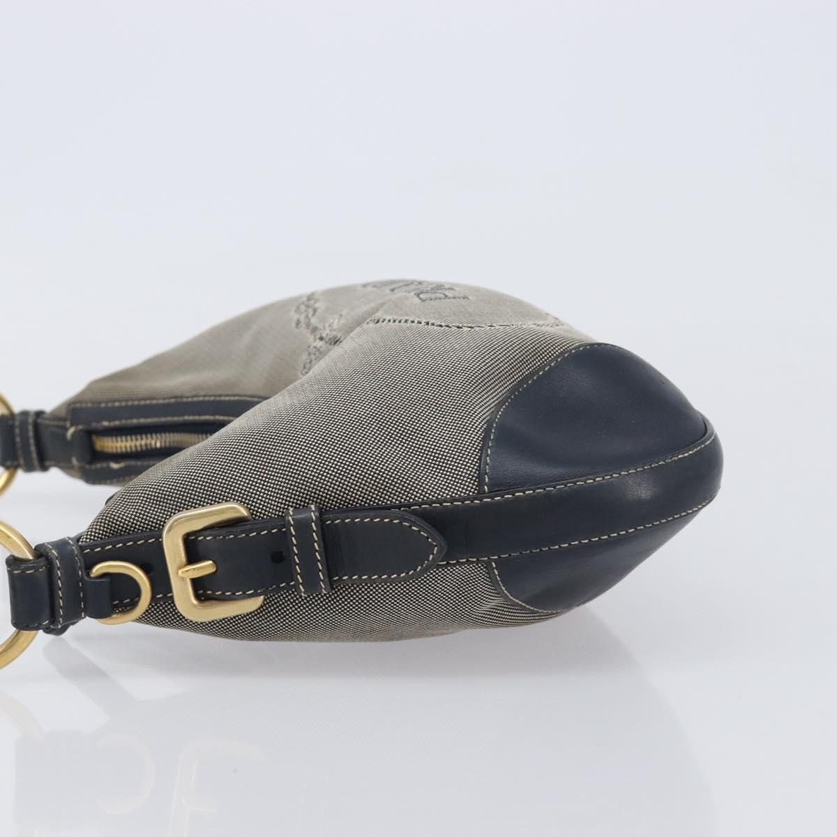 PRADA Jacquard Shoulder Bag Canvas Navy Gold Auth 199138V