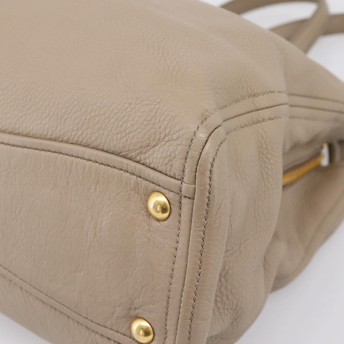 Miu Miu Tote Bag Leather 2way Beige Gold Auth 199139V