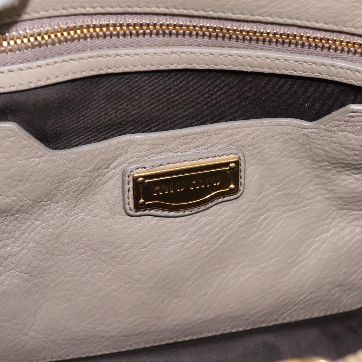 Miu Miu Tote Bag Leather 2way Beige Gold Auth 199139V