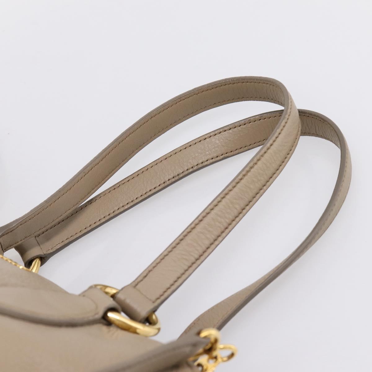 Miu Miu Tote Bag Leather 2way Beige Gold Auth 199139V
