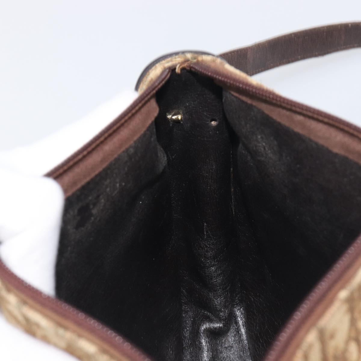 Christian Dior Trotter Canvas Shoulder Bag Beige Gold Auth 199140