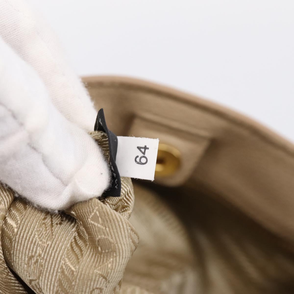 PRADA Hand Bag Vittero Dino Leather 2way Beige Gold Auth 199142V