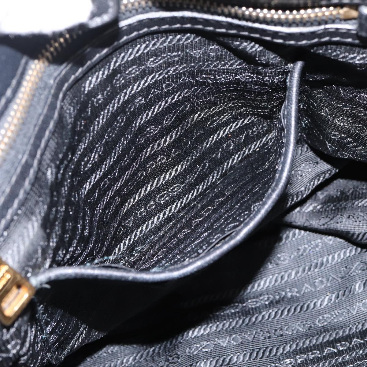 PRADA Gathered Hand Bag Nylon 2way Black Gold Auth 199147V
