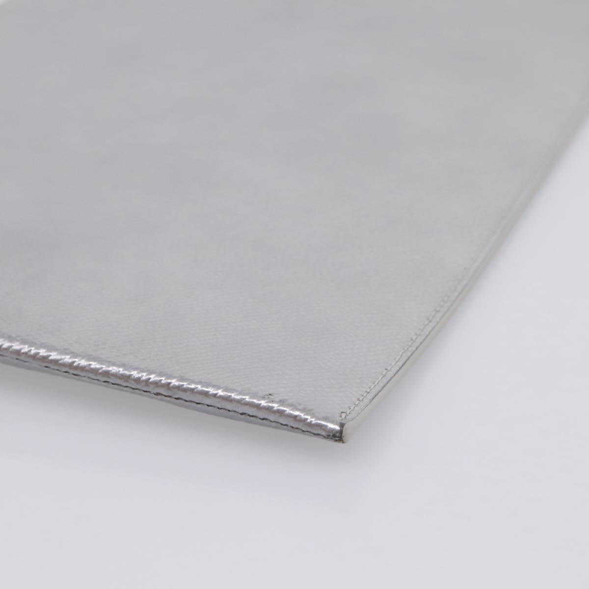 CELINE iPad Case Leather Silver Auth 199148