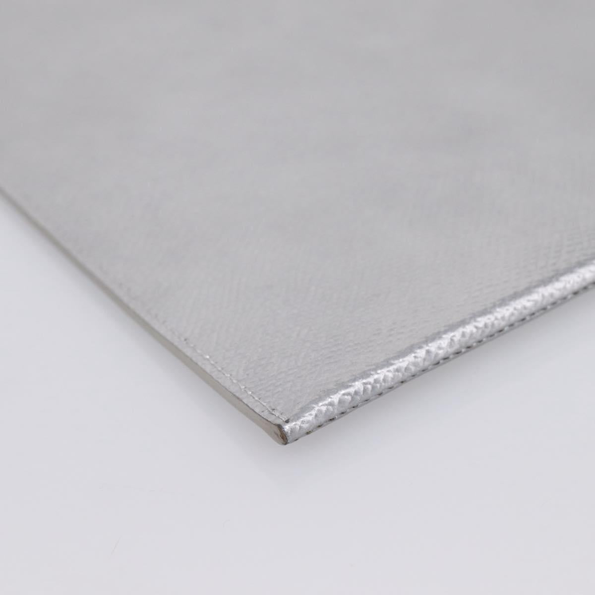 CELINE iPad Case Leather Silver Auth 199148