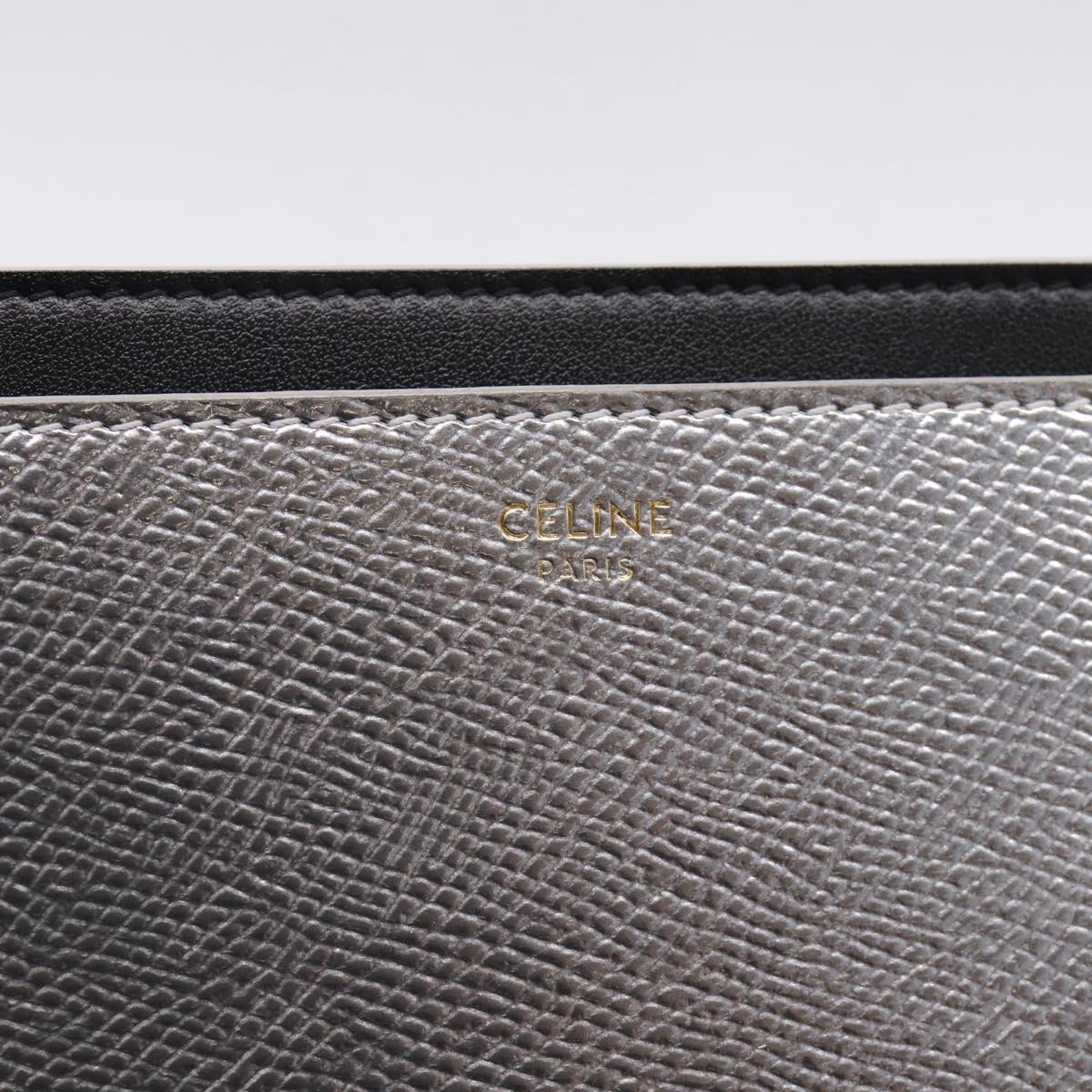 CELINE iPad Case Leather Silver Auth 199148