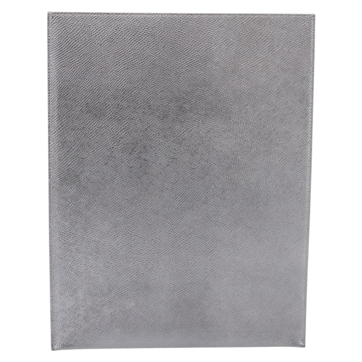 CELINE iPad Case Leather Silver Auth 199148