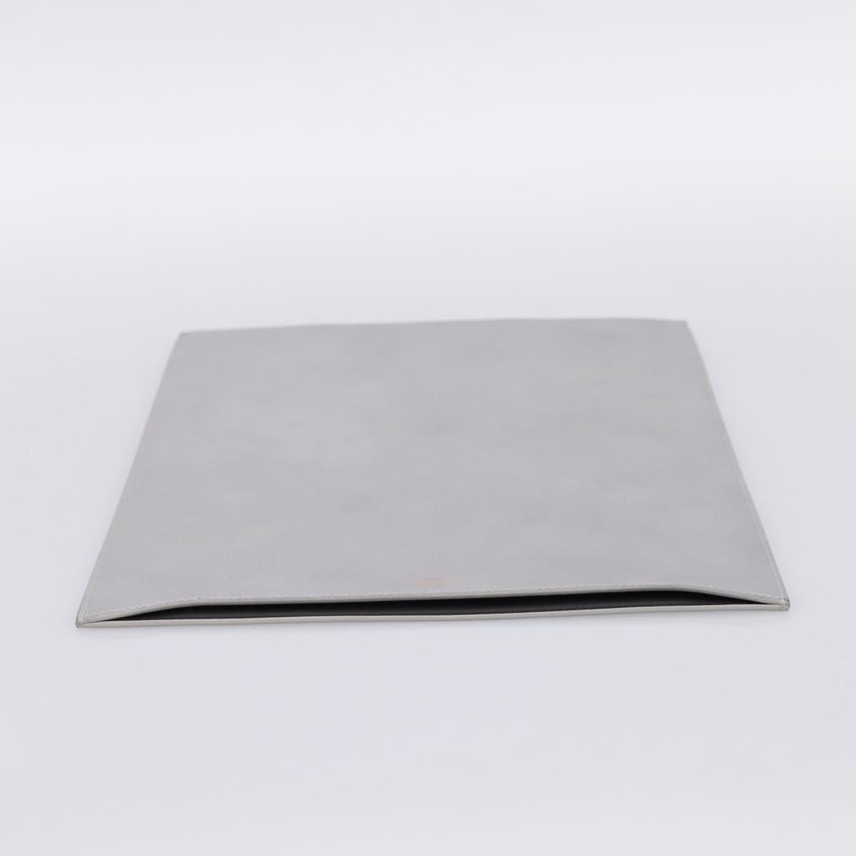 CELINE iPad Case Leather Silver Auth 199148