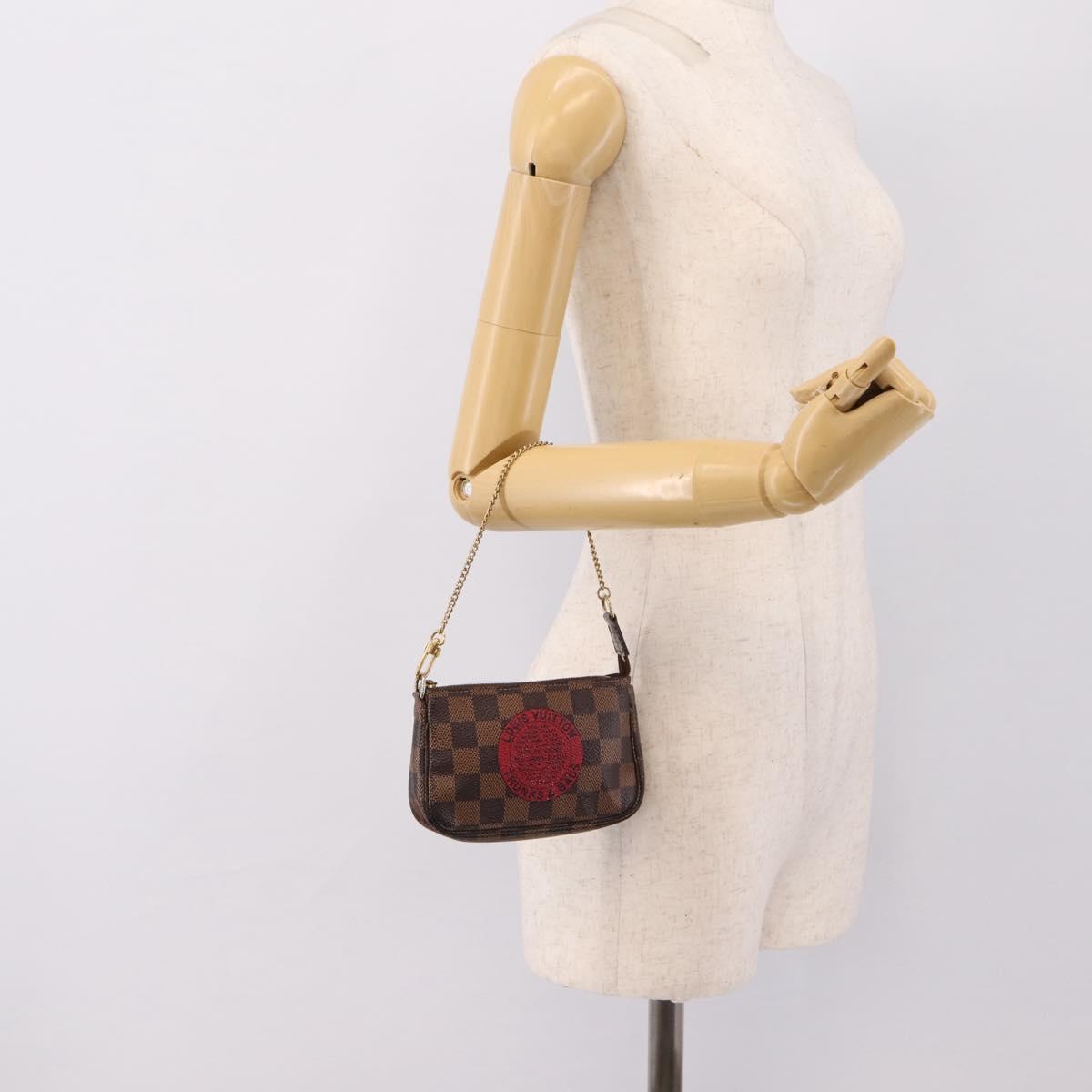 LOUIS VUITTON Damier Ebene T&B Mini Pochette Accessoires N58011 LV Auth 199155A