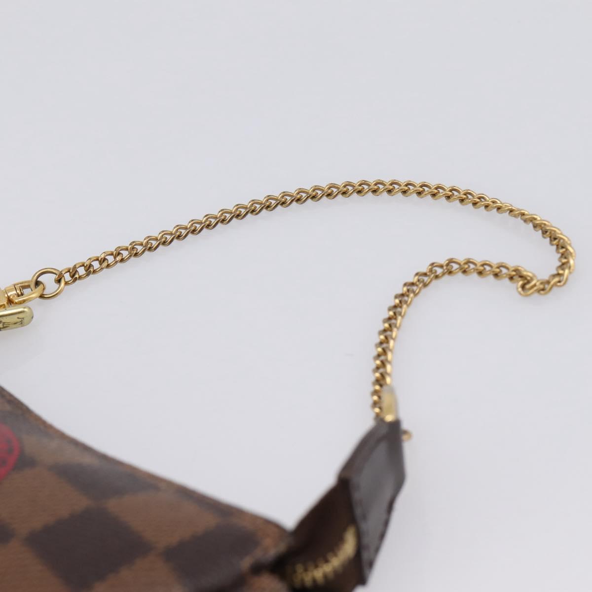 LOUIS VUITTON Damier Ebene T&B Mini Pochette Accessoires N58011 LV Auth 199155A