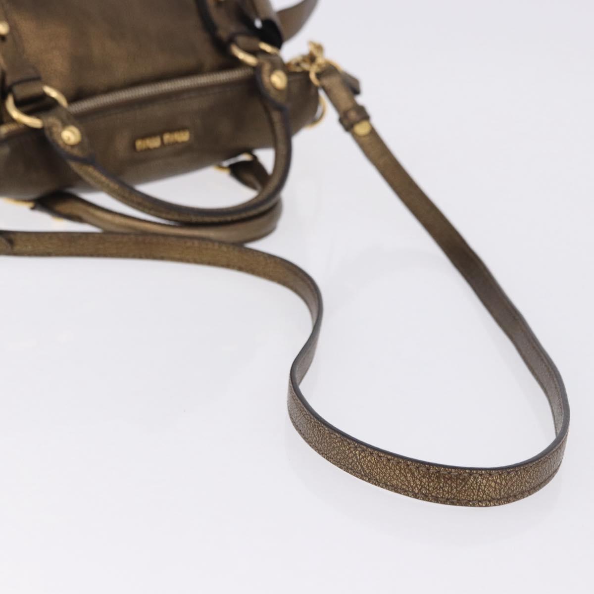 Miu Miu Hand Bag Vitellolux 2way Gold Auth 199156V