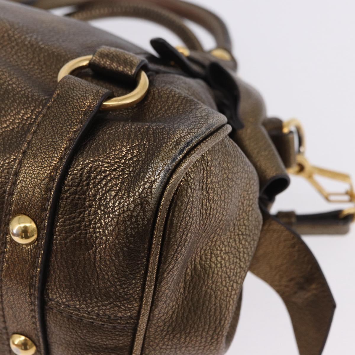 Miu Miu Hand Bag Vitellolux 2way Gold Auth 199156V