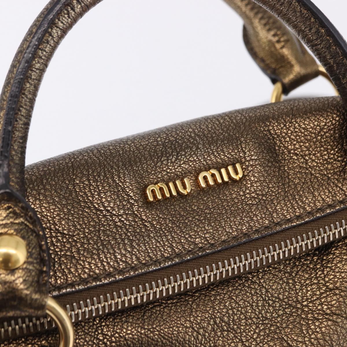 Miu Miu Hand Bag Vitellolux 2way Gold Auth 199156V