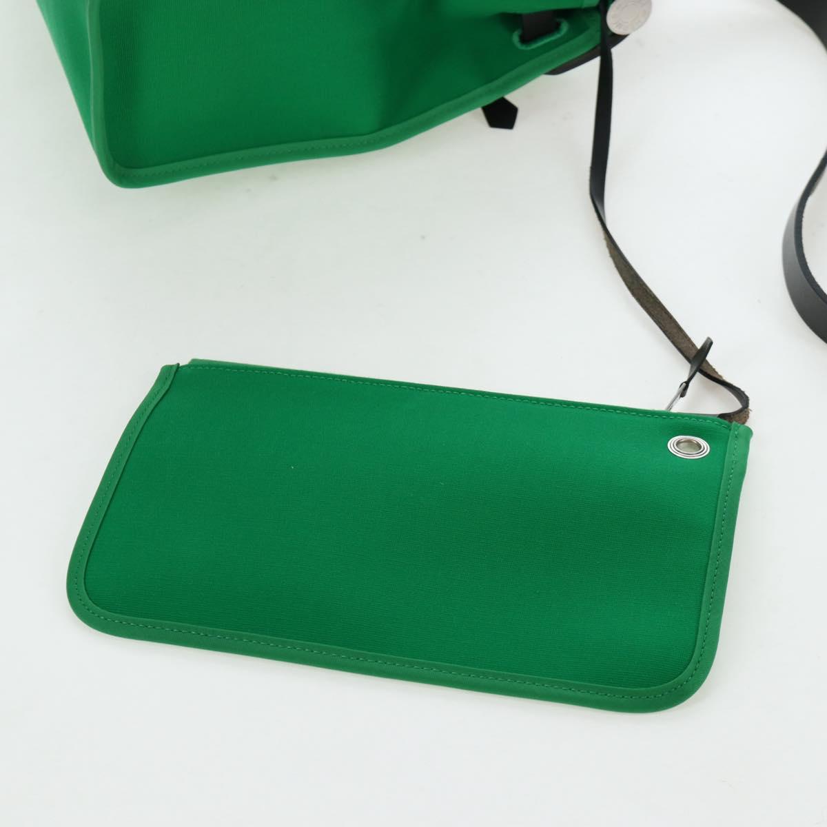 HERMES Air Zip PM Hand Bag Canvas 2way Green Silver Auth 199157SM