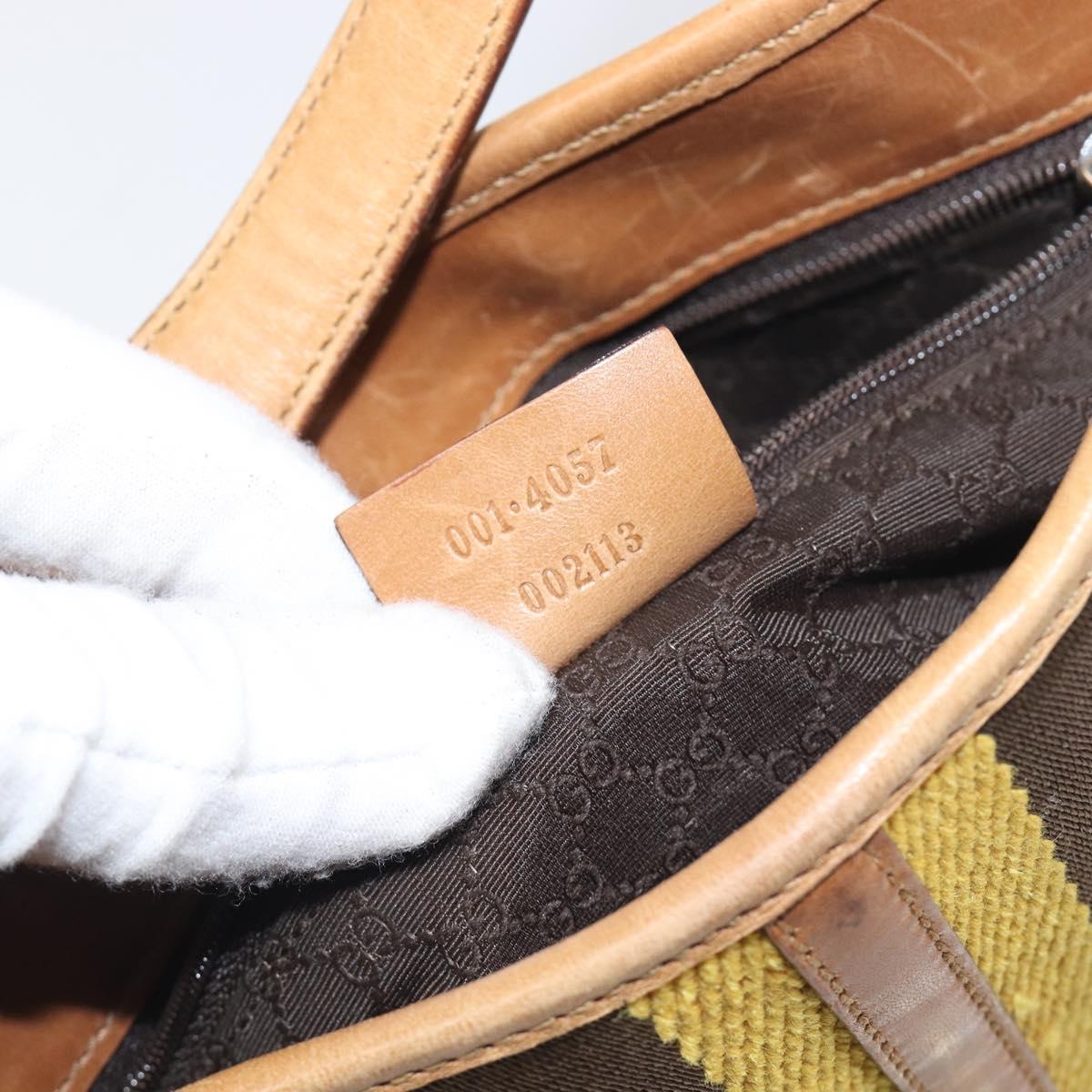 GUCCI Jackie Sherry Line Hand Bag Leather Brown Gold 001 4057 Auth 199158A