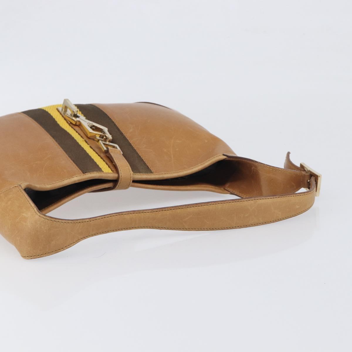 GUCCI Jackie Sherry Line Hand Bag Leather Brown Gold 001 4057 Auth 199158A