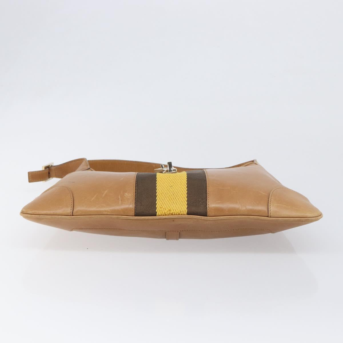 GUCCI Jackie Sherry Line Hand Bag Leather Brown Gold 001 4057 Auth 199158A
