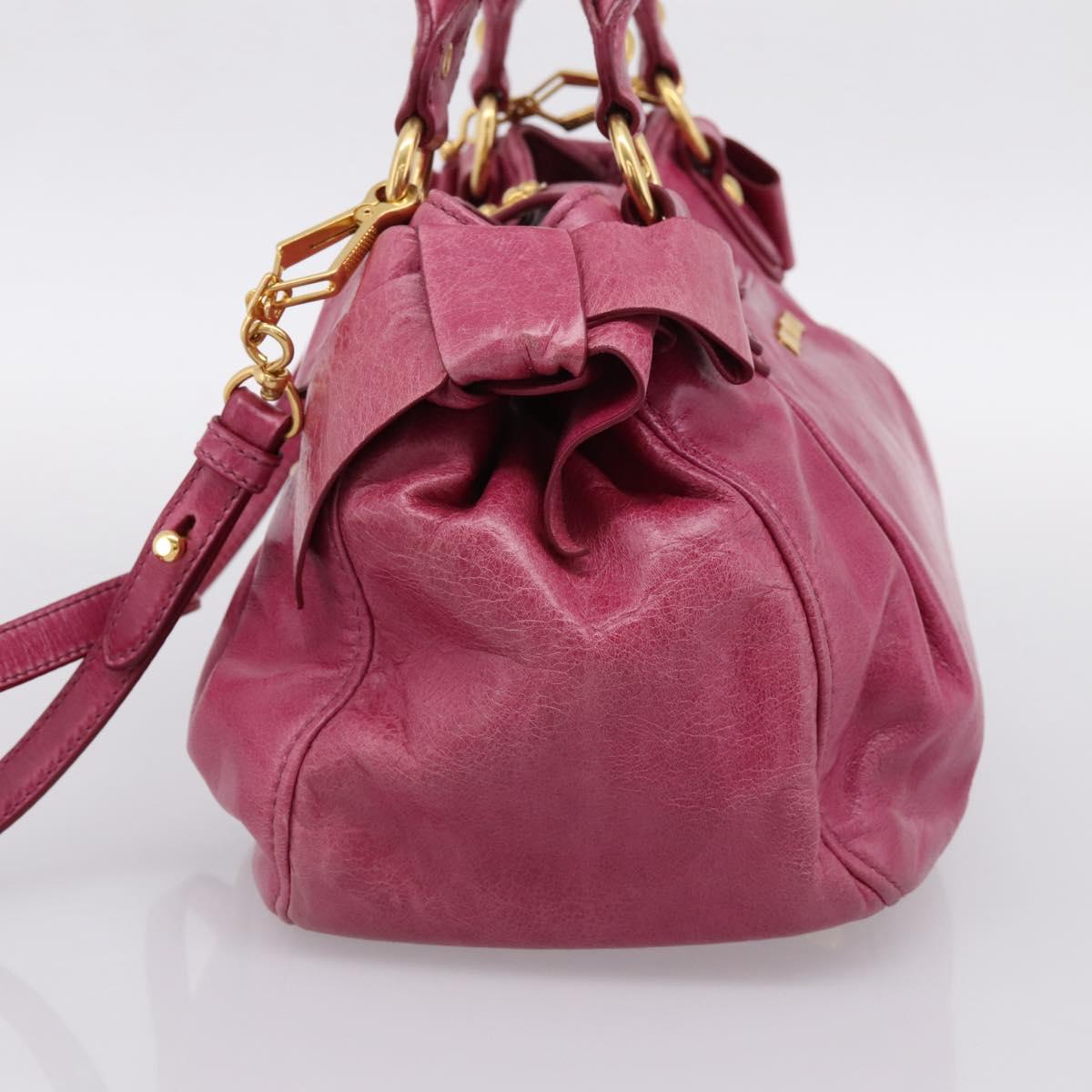Miu Miu Hand Bag Vitellolux 2way Pink Gold Auth 199159M