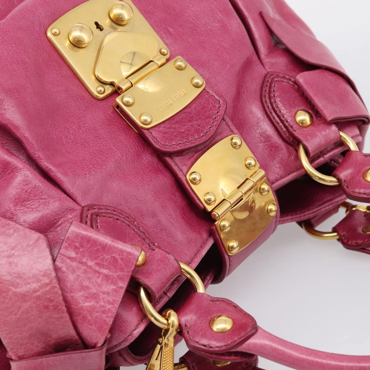 Miu Miu Hand Bag Vitellolux 2way Pink Gold Auth 199159M