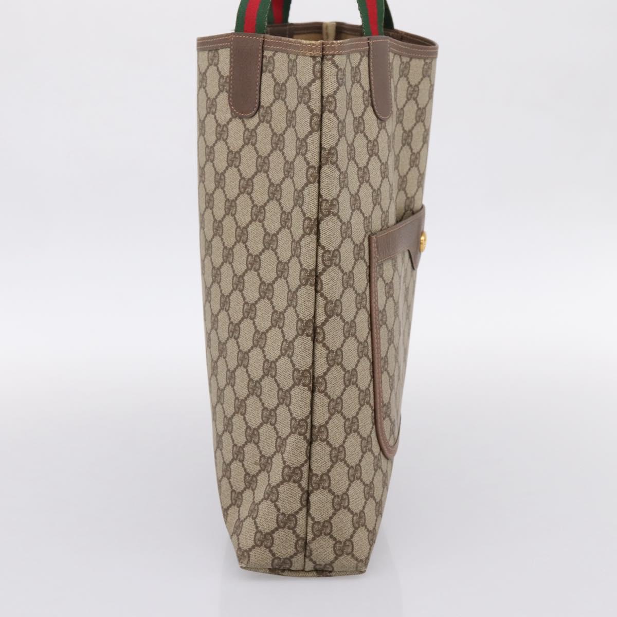 GUCCI GG Supreme Web Sherry Line Tote Bag PVC Beige Gold 002 58 6487 Auth 199161