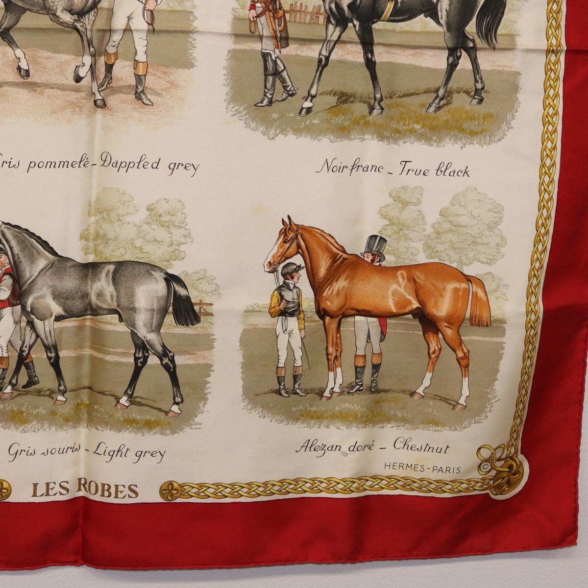 HERMES Carre 90 Scarf Silk Beige Auth 199164