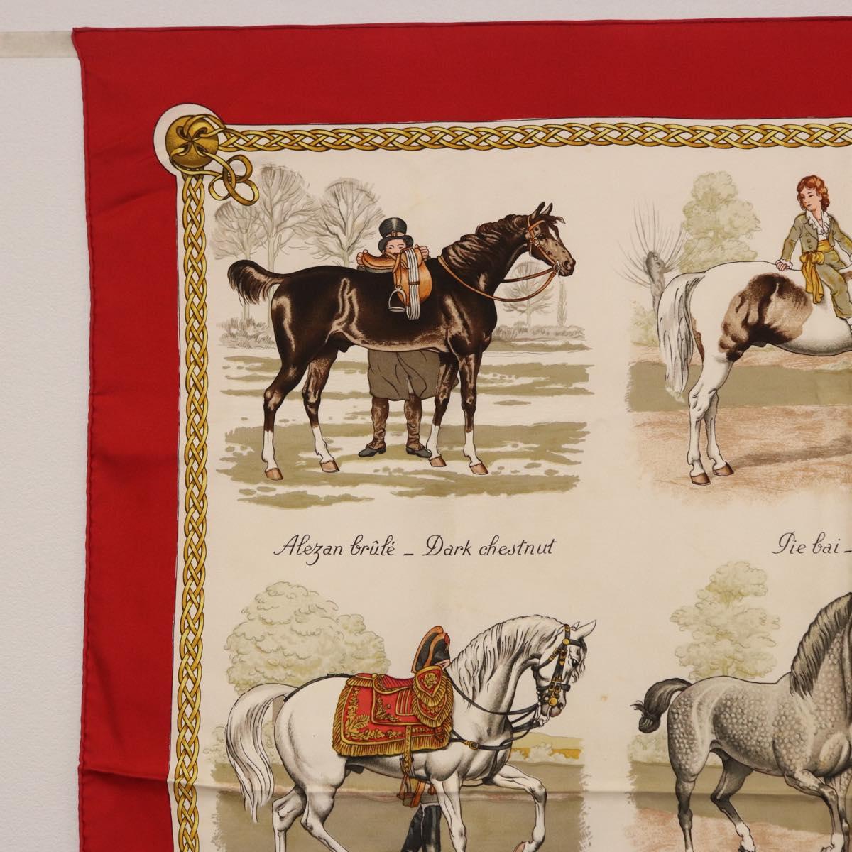 HERMES Carre 90 Scarf Silk Beige Auth 199164