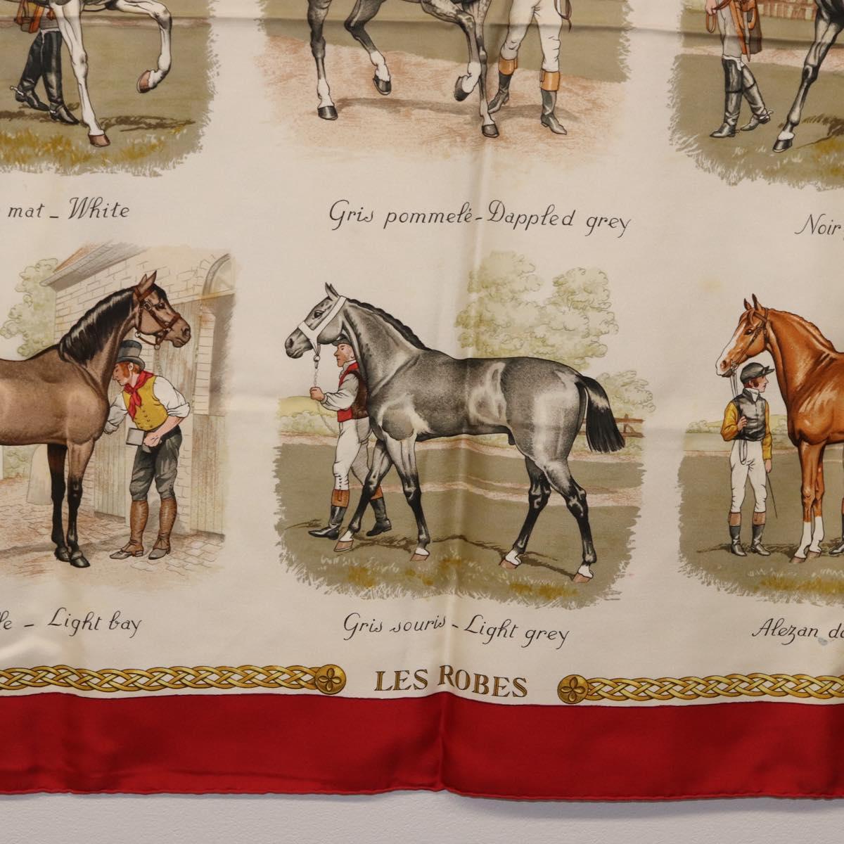 HERMES Carre 90 Scarf Silk Beige Auth 199164