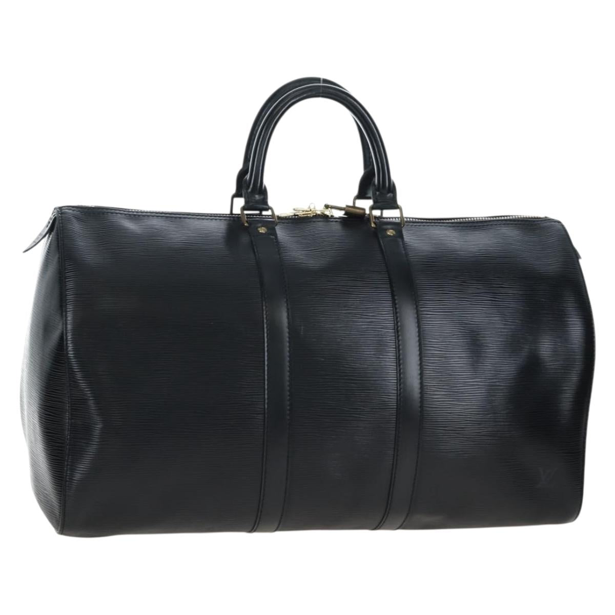 LOUIS VUITTON Epi Keepall 45 Boston Bag Noir M42972 LV Auth 199174V