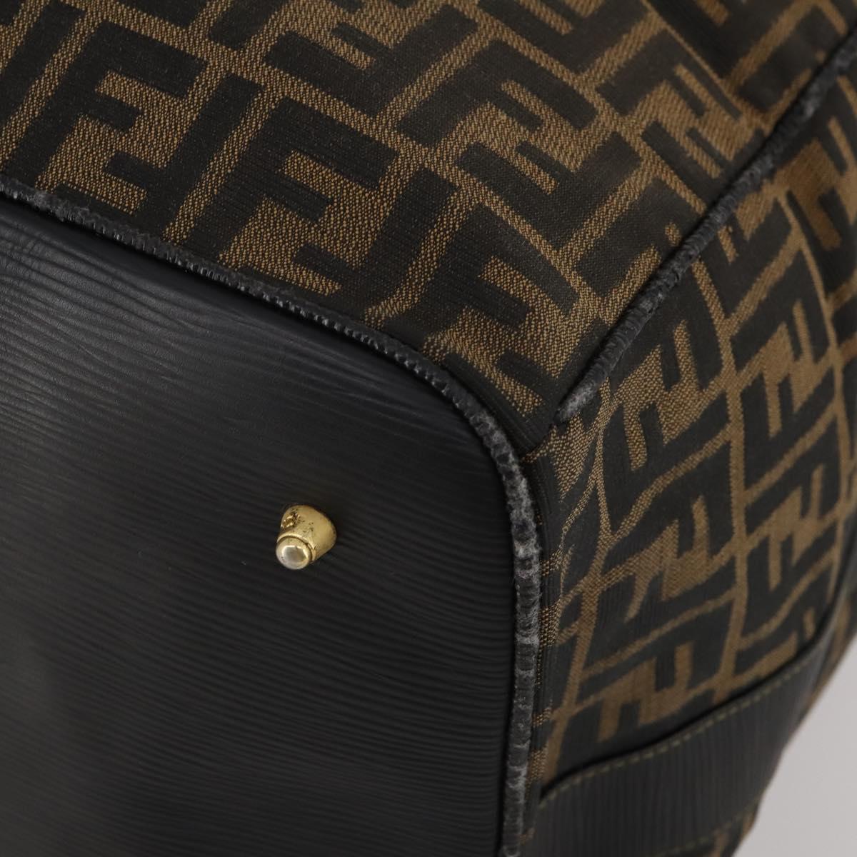 FENDI Zucca Canvas Boston Bag 2way Black Brown Auth 199177