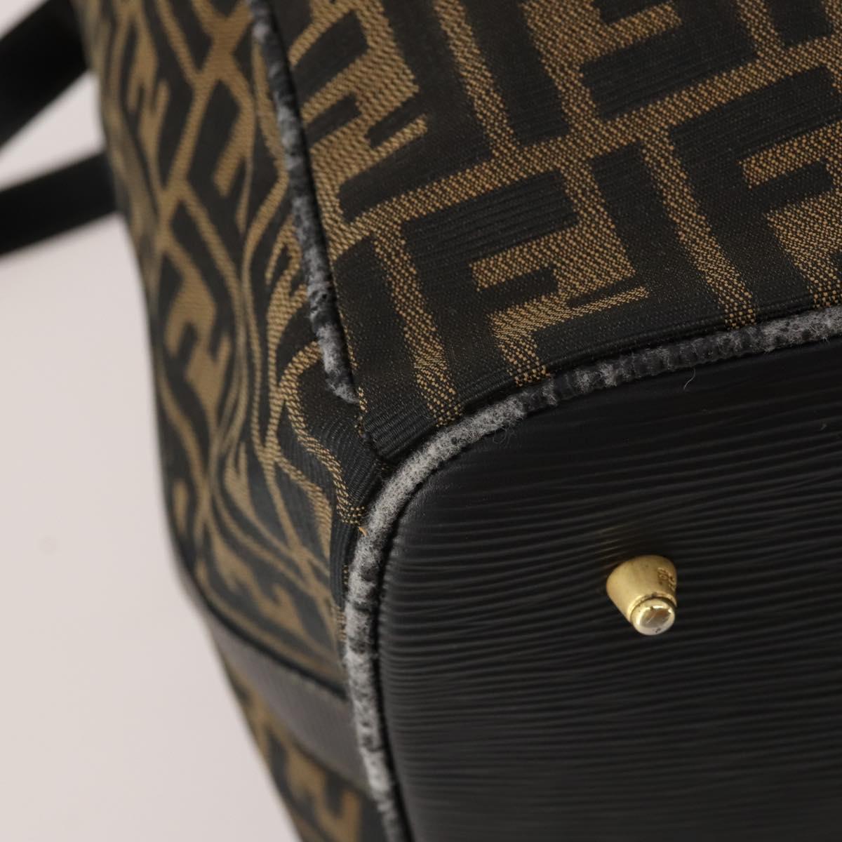 FENDI Zucca Canvas Boston Bag 2way Black Brown Auth 199177