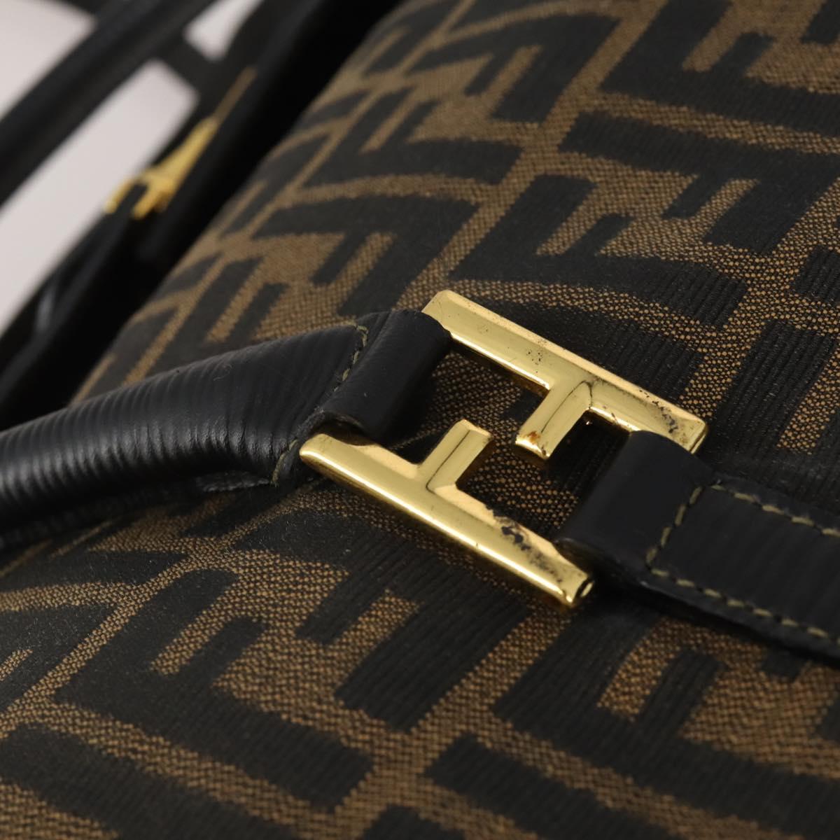 FENDI Zucca Canvas Boston Bag 2way Black Brown Auth 199177
