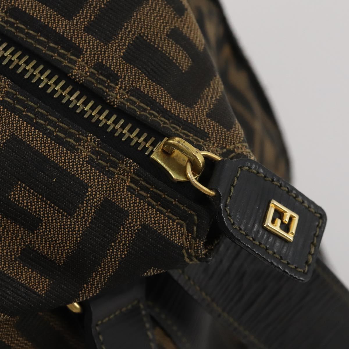 FENDI Zucca Canvas Boston Bag 2way Black Brown Auth 199177