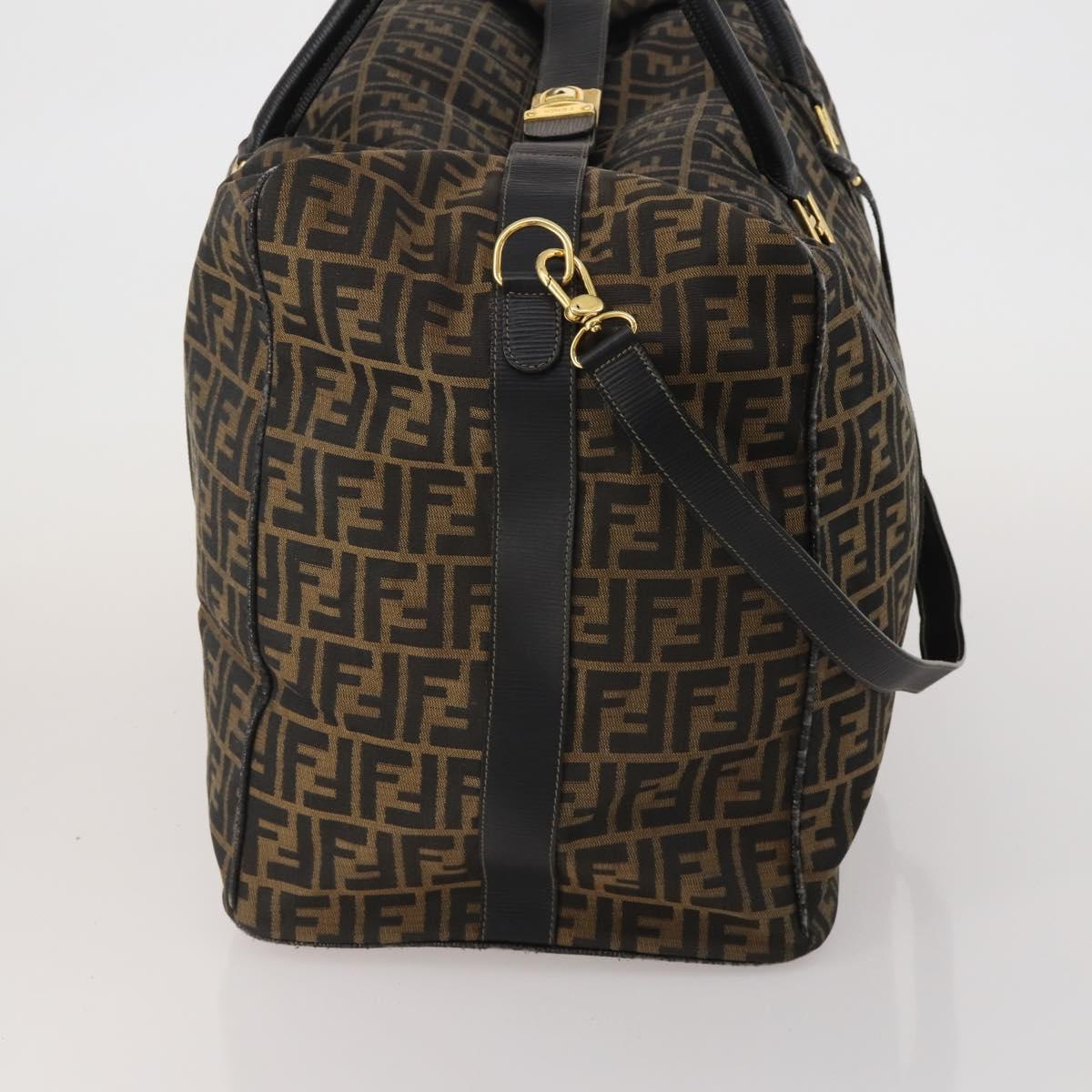FENDI Zucca Canvas Boston Bag 2way Black Brown Auth 199177