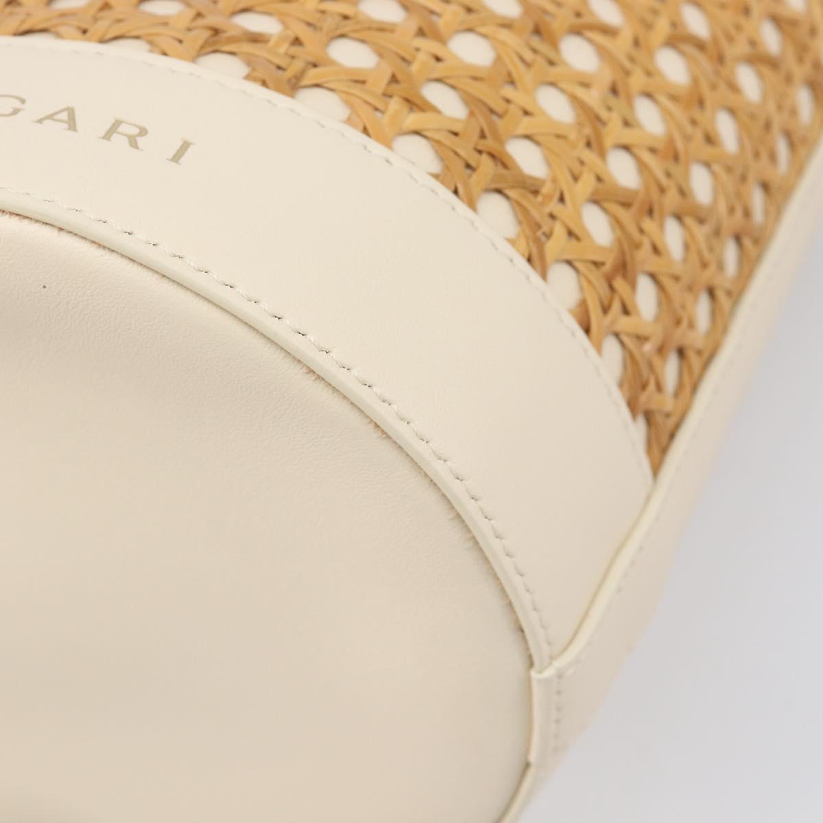 BVLGARI Shoulder Bag Raffia Beige Gold Auth 199178V