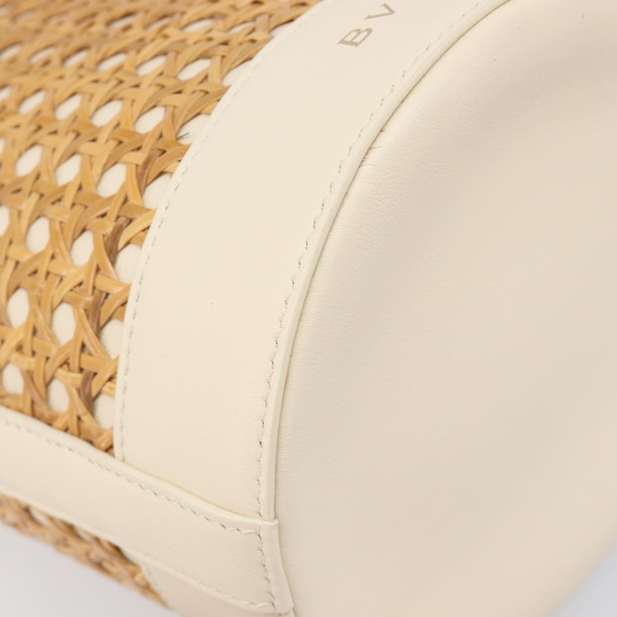 BVLGARI Shoulder Bag Raffia Beige Gold Auth 199178V