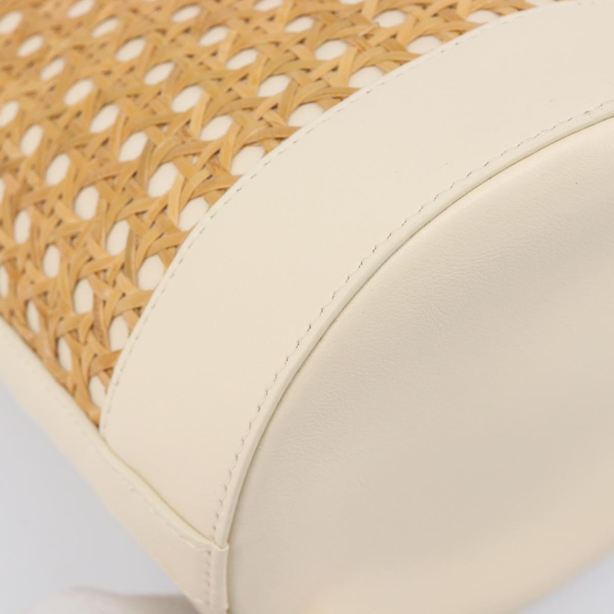 BVLGARI Shoulder Bag Raffia Beige Gold Auth 199178V