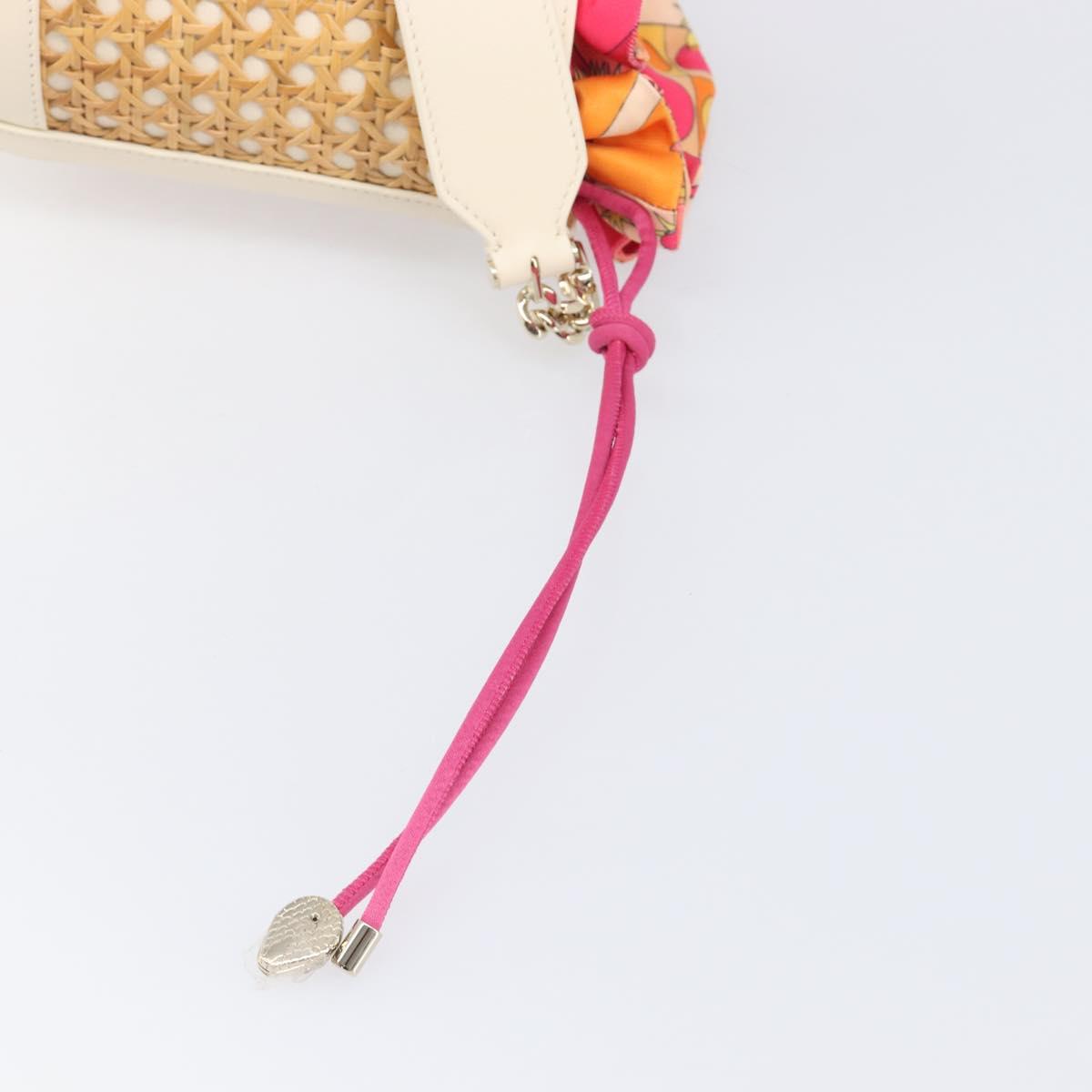 BVLGARI Shoulder Bag Raffia Beige Gold Auth 199178V