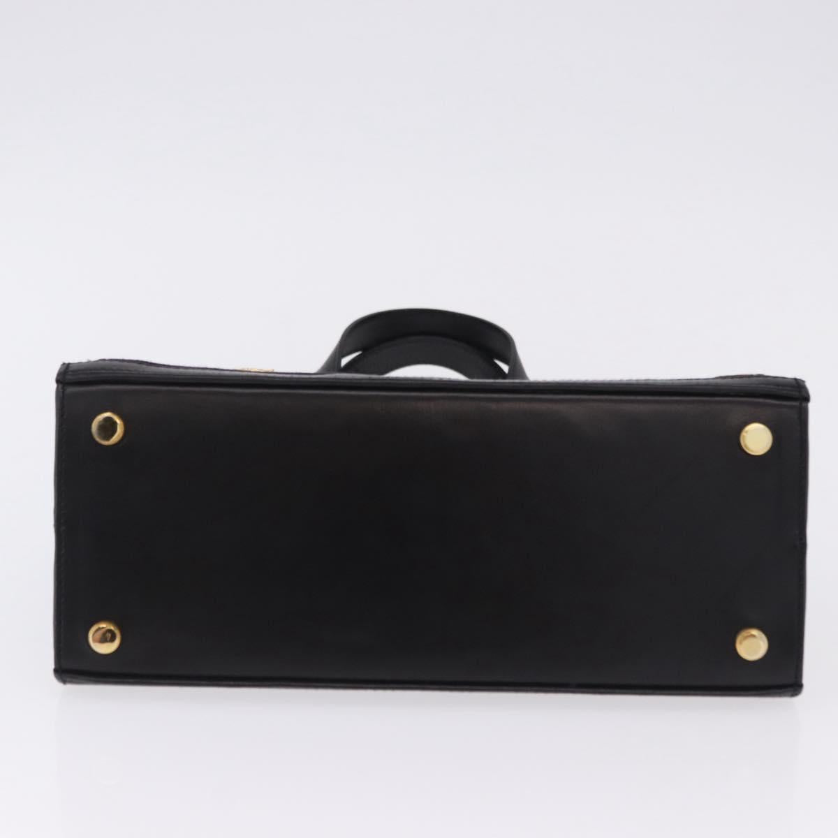 Salvatore Ferragamo Gancini Hand Bag Suede Black Gold Auth 199179V