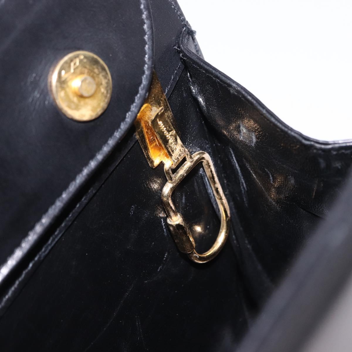 Salvatore Ferragamo Gancini Hand Bag Suede Black Gold Auth 199179V
