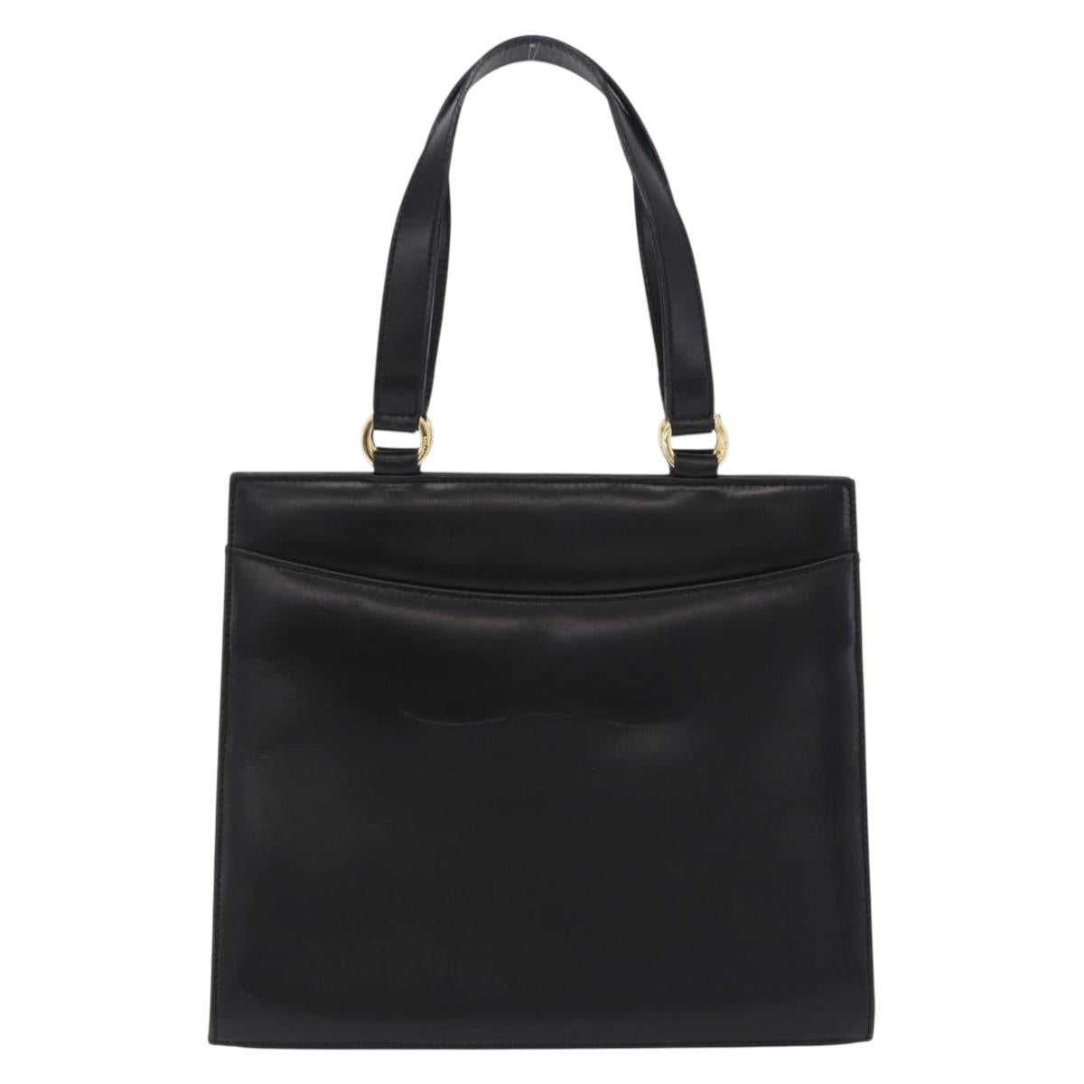 Salvatore Ferragamo Gancini Hand Bag Suede Black Gold Auth 199179V