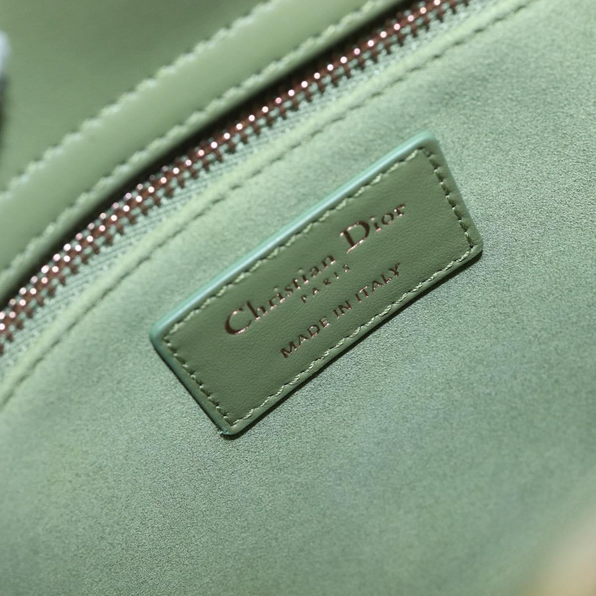 Christian Dior Lady Dior Hand Bag Beads 2way Green Gold Tone Auth 199181SM