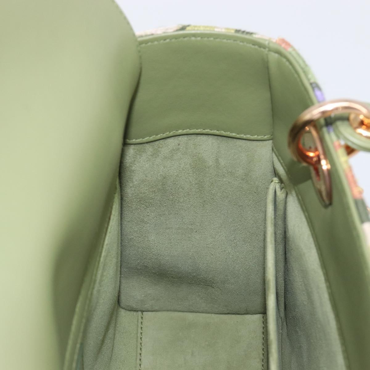 Christian Dior Lady Dior Hand Bag Beads 2way Green Gold Tone Auth 199181SM