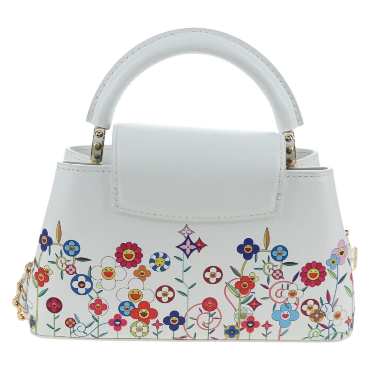 LOUIS VUITTON x TM Capucines EW Mini Leather 2way White M13246 Auth 199183SM