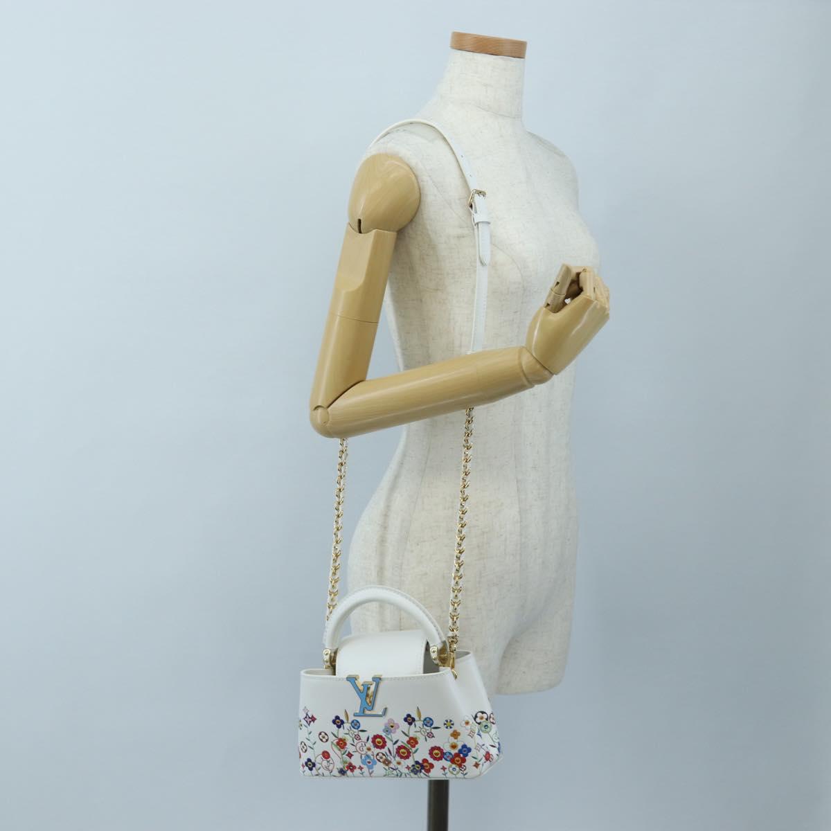 LOUIS VUITTON x TM Capucines EW Mini Leather 2way White M13246 Auth 199183SM