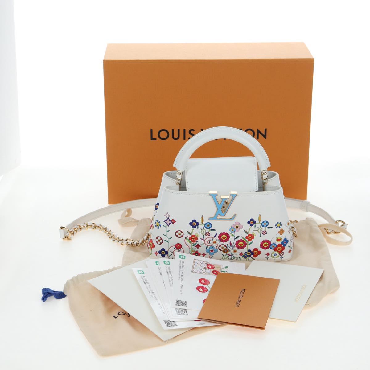 LOUIS VUITTON x TM Capucines EW Mini Leather 2way White M13246 Auth 199183SM