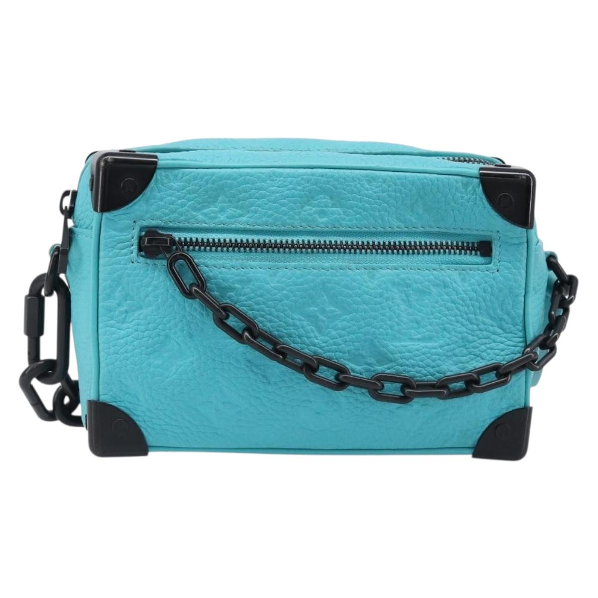 LOUIS VUITTON Mini Soft Trunk Taurillon Leather Blue Black M11673 Auth 199184SAM